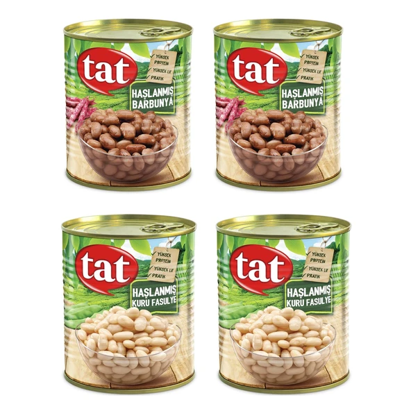 Tat Haşlanmış Kuru Fasulye ve Barbunya 800 gr x 4 Adet Karma Paket ürün görseli 1