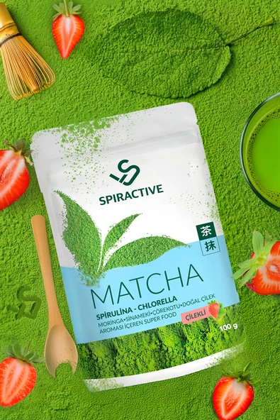 Spiractive Matcha Spriluna Japanese Premium Çilek Aromalı Detox Burner Yeşil Çay İçeren Matcha Çayı ürün görseli 1