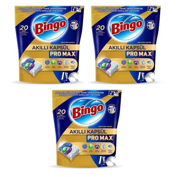 Bingo Akıllı Kapsül Pro Max Bulaşık Makinesi Tableti 20 li x 3 Adet (60 Kapsül) ürün görseli 1