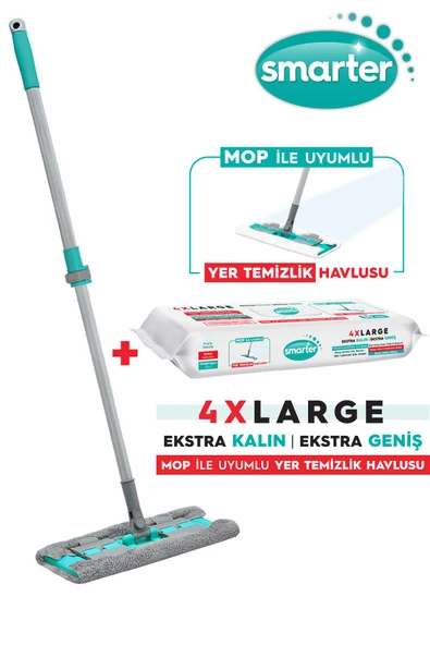 Smarter Magic Mop + Yer Temizlik Havlusu Hediyeli Paspas Mandallı Set Yüzey Bez Uyumlu ürün görseli 1
