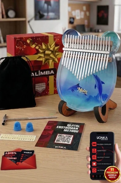 Midex KLX-650-PAK Okyanus Cam Kalimba 17 Tuşlu Full Set ürün görseli 1