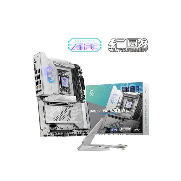 Msı Mb Mpg Z890 Edge Tı Wıfı Soket 1851 Ddr5 9200Mhz(Oc) Usb 20Gbps 5Xm.2 2Xtb4 Hdmı Dısplay 5G Lan Wıfı 7 Atx ürün görseli 1