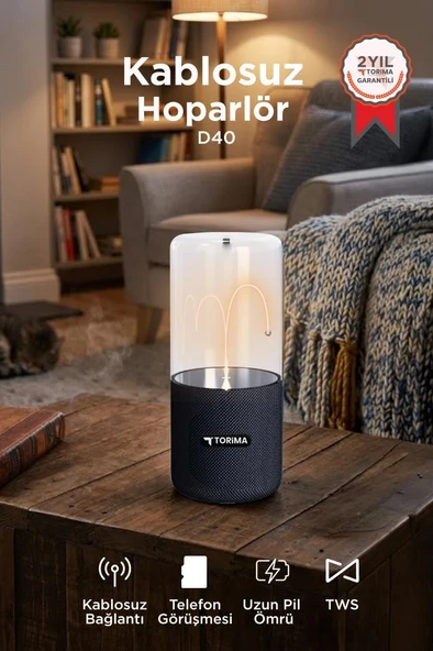 Bluetooth Hoparlör Manyetik Işıklı TWS 5.3 Speaker D40 Siyah ürün görseli 1