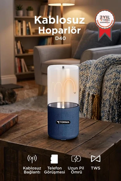Bluetooth Hoparlör Manyetik Işıklı TWS 5.3 Speaker D40 Lacivert ürün görseli 1