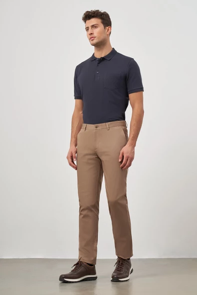 Bej Pamuklu Yandan Cepli Casual Slim Fit Chino Pantolon 1003245150 ürün görseli 1