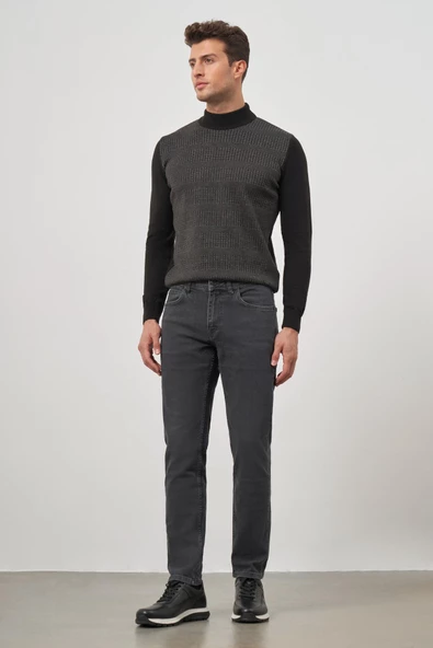 Gri Düz Gabardin Slim Fit Casual Denim Pantolon 1023245152 ürün görseli 1