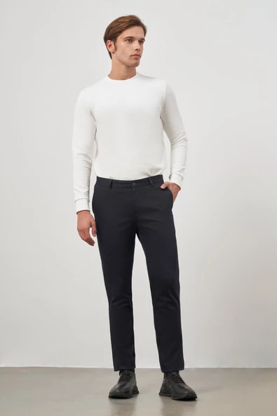 Lacivert Pamuklu Yandan Cepli Casual Slim Fit Chino Pantolon 1003245150 ürün görseli 1