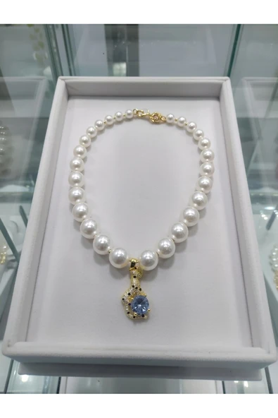 Jadem Gold Çelik figürlü inci kolye - Resim 2