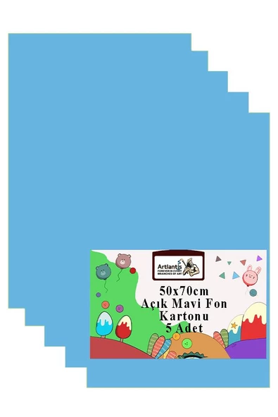 Fon Kartonu 50x70 cm 120 gr 5 Adet 50*70 cm Renkli Fon Kartonu Kağıdı 120 Gr Okul Sınıf Etkinlik Kreş Okul Öncesi ürün görseli 1