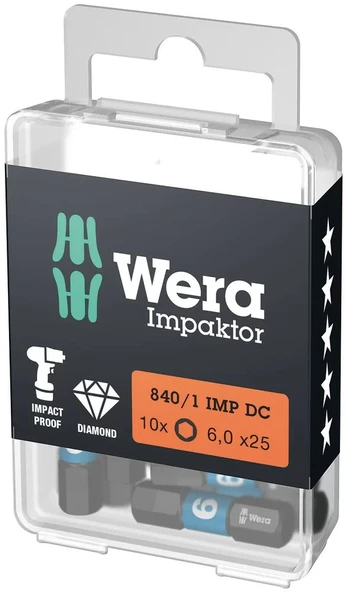 Wera 840/1 İmpaktor DC Hex-Plus Alyan 4x25mm Bits 05057604001 ürün görseli 1