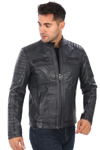 Gri Renk Spor Deri Mont - Resim 10