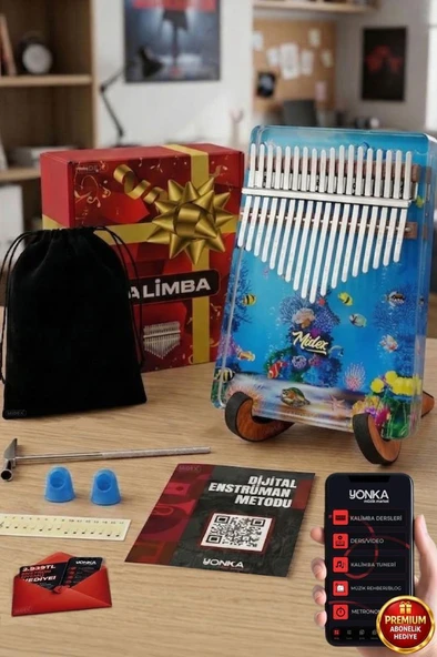 Midex KLX-640-PAK Okyanus Cam Kalimba 17 Tuşlu Full Set ürün görseli 1