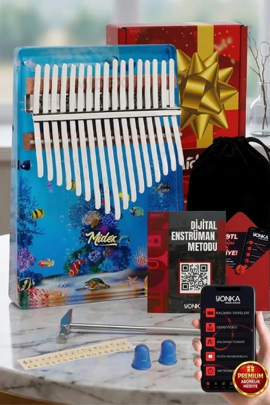 Midex KLX-640 Okyanus Cam Kalimba 17 Tuşlu Full Set ürün görseli 1