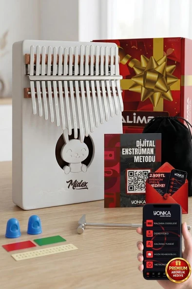 Midex KLX-550 Beyaz Renk Gerçek Ağaç Kalimba 17 Tuşlu Full Set ürün görseli 1