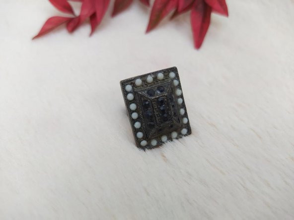 Hdmarketim Kadın Yüzük Otantik Eskitme Tasarım Taşlı Füme Renk Yüzük ürün görseli 1