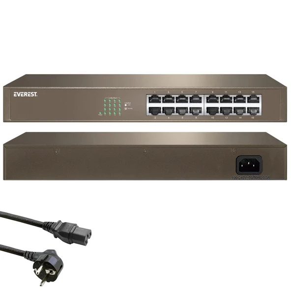 SWITCH HUB 16 PORT 10/100 MBPS EVEREST ESW-116P ürün görseli 1