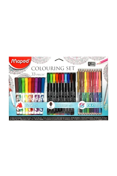 Maped Okul Seti 33 LÜ (10 lu Brush + 10 lu Fineliner + 12 li Duo Boya) 897417 ürün görseli 1