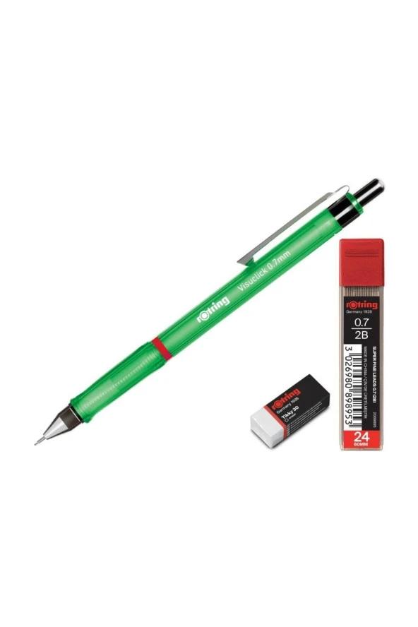 Rotring Okul Seti Visuclick Versatil + Uç Silgi 0.7 MM Yeşil ürün görseli 1