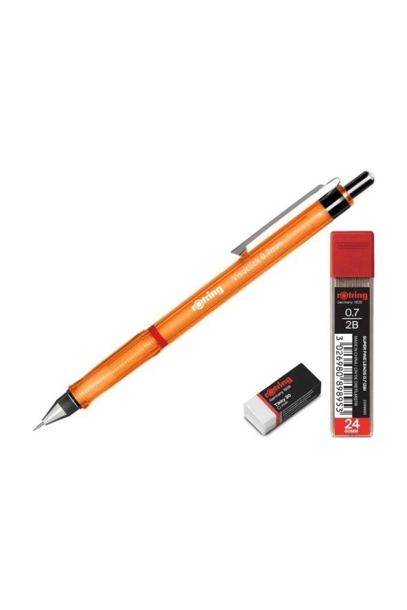 Rotring Okul Seti Visuclick Versatil + Uç Silgi 0.7 MM Turuncu ürün görseli 1