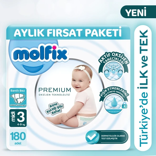 Molfix Premium Aylık Fırsat Paketi 3 Beden 180 Adet ürün görseli 1