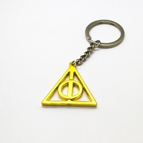 Harry Potter Hogwart Ölüm Yadigarları Sarı Üçgen Metal Anahtarlık ürün görseli 1