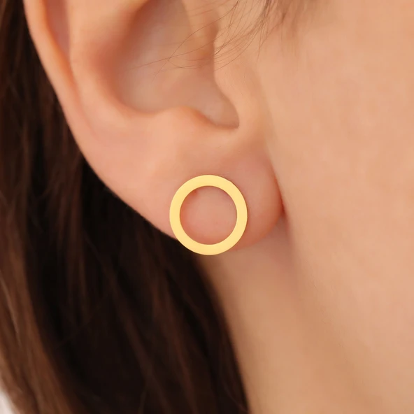 925 Ayar Gümüş Minimal Daire Küpe Çap:9.50 mm- E00252 ürün görseli 1