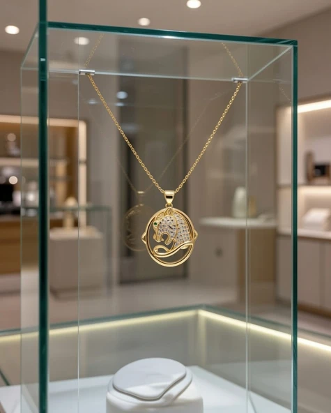 Paslanmaz Çelik Gold Zirkon Taşlı Figürlü Kolye - Resim 3