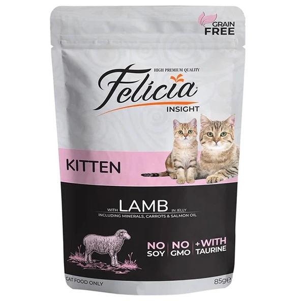 Felicia Pouch Kitten Kuzulu Yavru Kedi Konservesi Tahılsız 85 gr ürün görseli 1