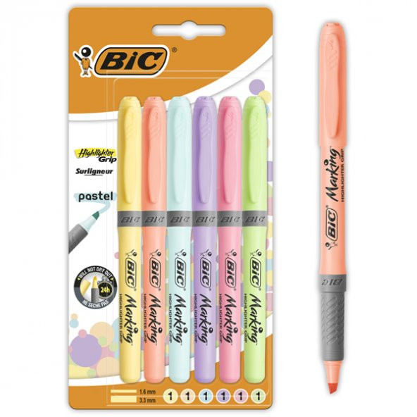 Bic Fosforlu Kalem Grıp Pastel 6 LI 992561 ürün görseli 1