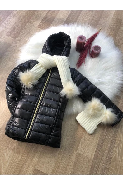 Kız Çocuk Su Ve Rüzgar Geçirmez Bere Atkılı Mont 6/10 Yaş ürün görseli 1