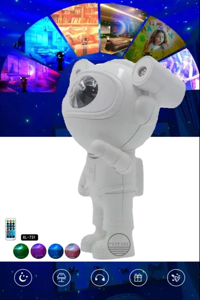 Mini Astronot Galaksi Işık Projektör Led Işıklı Gece Lambalı Yıldızlı Bluetooth Hoparlör Müzik Çalar ürün görseli 1
