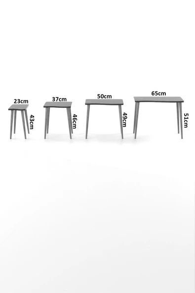Zigon Sehpa Ahşap 4'lü Beyaz KR - Resim 5