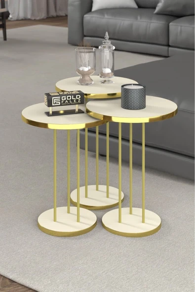 Zigon Sehpa Terra Gold Krem - Resim 2