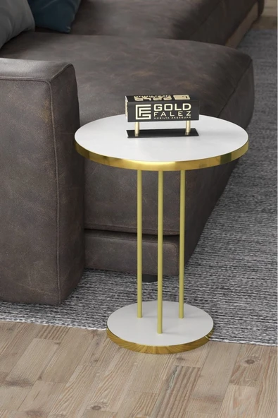 Zigon Sehpa Terra Gold Beyaz - Resim 3
