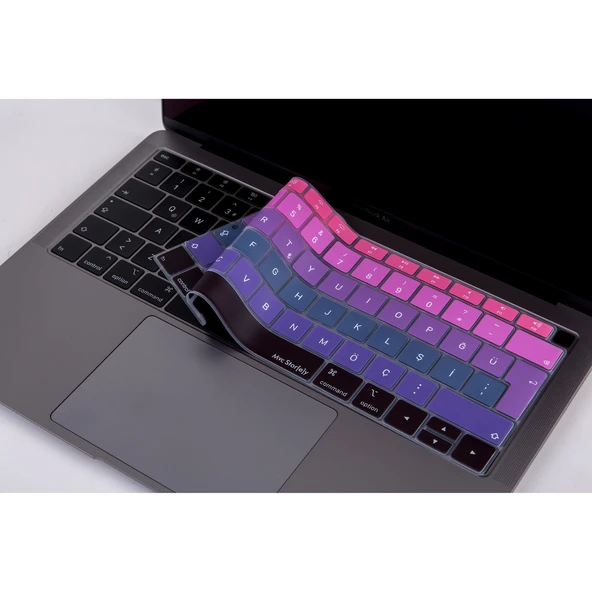 Macbook Air 13inç Klavye Koruyucu TouchID'li (Türkçe Q) A1932 Modeli ile Uyumlu Ombre (2018-2019) ürün görseli 1