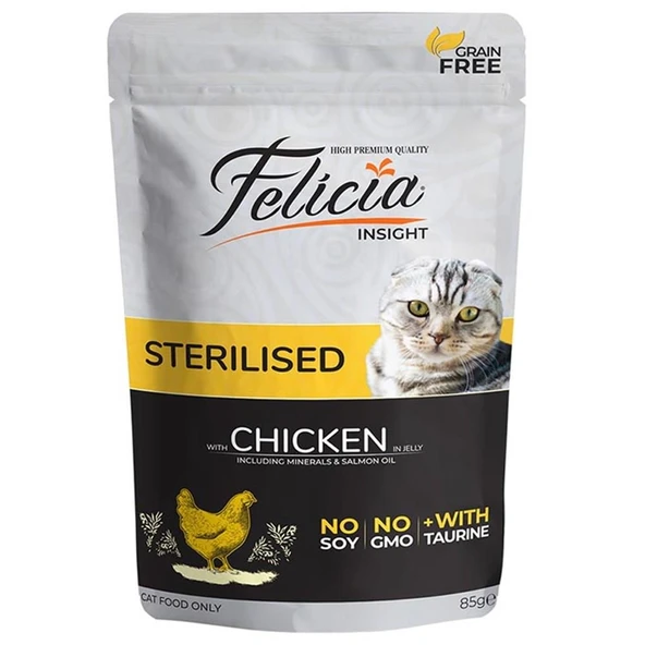 Felicia Pouch Steril Tavuklu Kısırlaştırılmış Kedi Konservesi Tahılsız 85 gr ürün görseli 1
