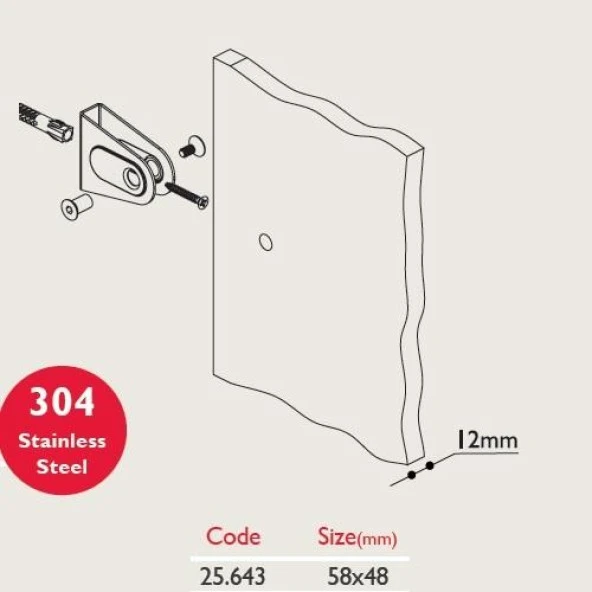 Gürçay Paslanmaz Kabin Bağlantısı U 12Mm - Resim 2