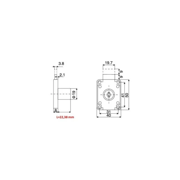 Çekmece Kapak Kilidi Çift Turlu 22mm - Resim 3
