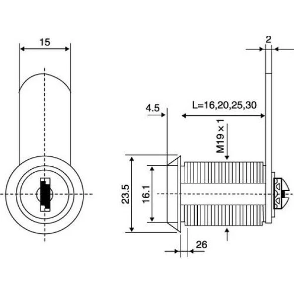 Mandallı Çekmece Kapak Kilidi 30mm - Resim 2