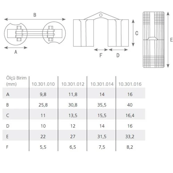Silindir Masa Menteşesi Pirinç 12mm (2 Adet) - Resim 4
