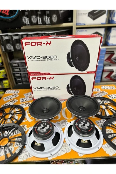 FORX5 3080 20 Cm Midrange 2 Takım 4 Adet Beyaz RenK Yazılı Kapaklı 300 Wat 150 Rms ürün görseli 1