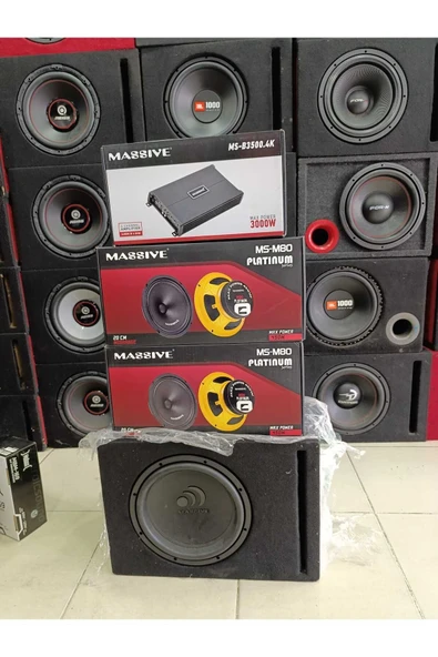 Masiva KOMPLE SETT! 30 CM MASSİVEE BAS , 2 TAKIM 20 CM MASİV MİDRANGE VE 4 KANAL MS-B3500.4K AMFİ ürün görseli 1