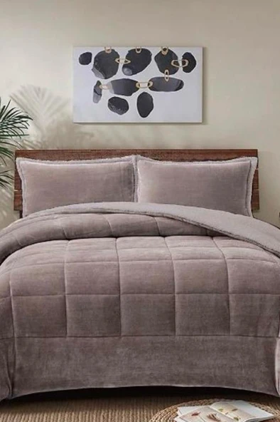 Pumi Çift Kişilik Yorgan Takımı 220x240 Cm Mürdüm ürün görseli 1