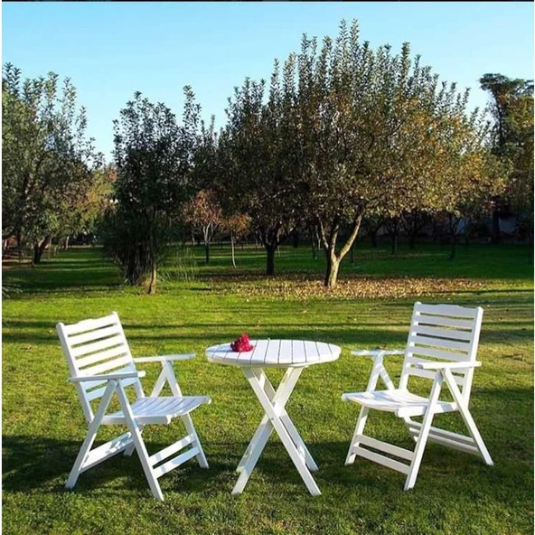 Ürgüp Pamukkale Bahçe Balkon Seti: 60Cm Masa + 2 Adet Sandalye Katlanır Ahşap Takım ürün görseli 1
