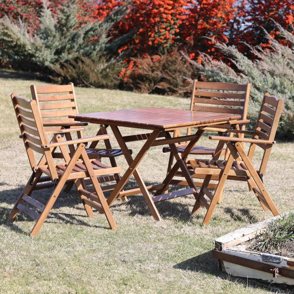 Madrid İstanbul Bahçe Balkon Takımı: 80x140 Masa + 4 Sandalye Katlanır Set ürün görseli 1