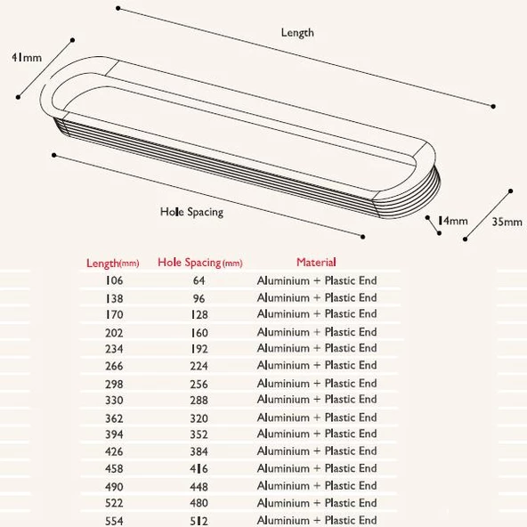 Oval Gömme Çekmece Kapak Kulpu - Resim 3