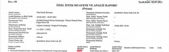 İzorya Gerçek Kekikli Zeytinyağı 250ML - Resim 3