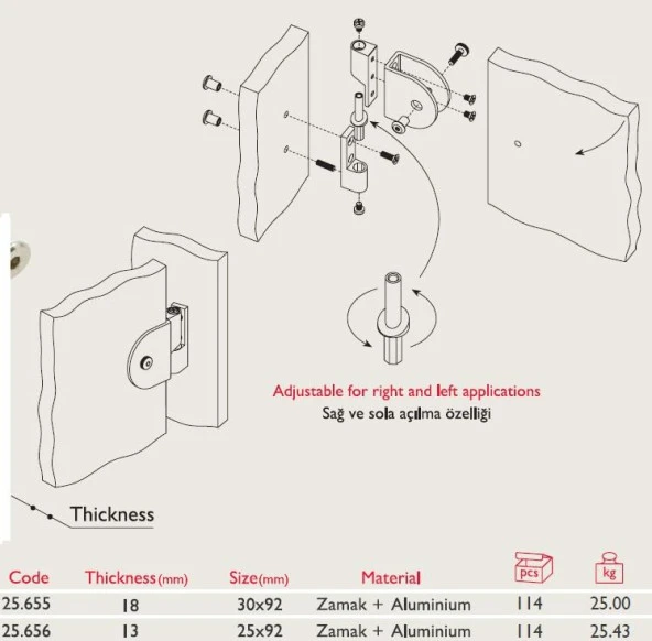 Kabin Menteşesi 13mm 25.656 - Resim 2