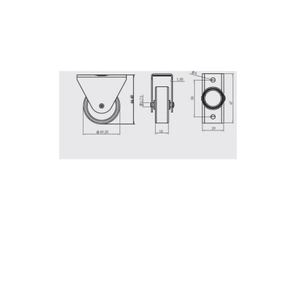 Mobilya Tekeri Sabit H67mm (4 Adet) - Resim 2