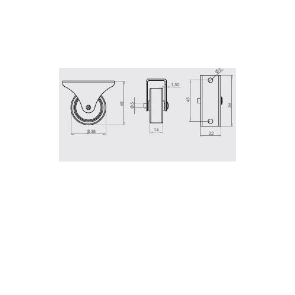 Mobilya Tekeri Sabit H48mm (4 Adet) - Resim 3